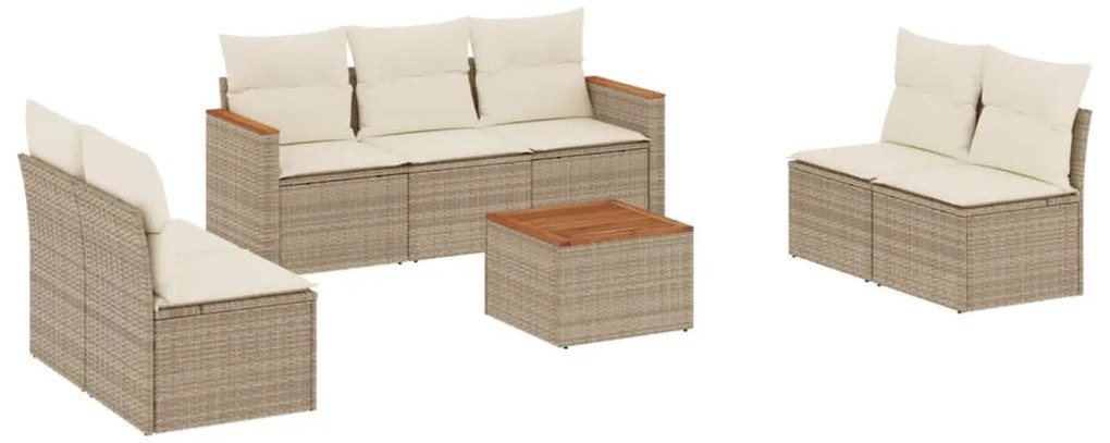 vidaXL Σαλόνι Κήπου Σετ 8 τεμ. Μπεζ Συνθετικό Ρατάν με Μαξιλάρια