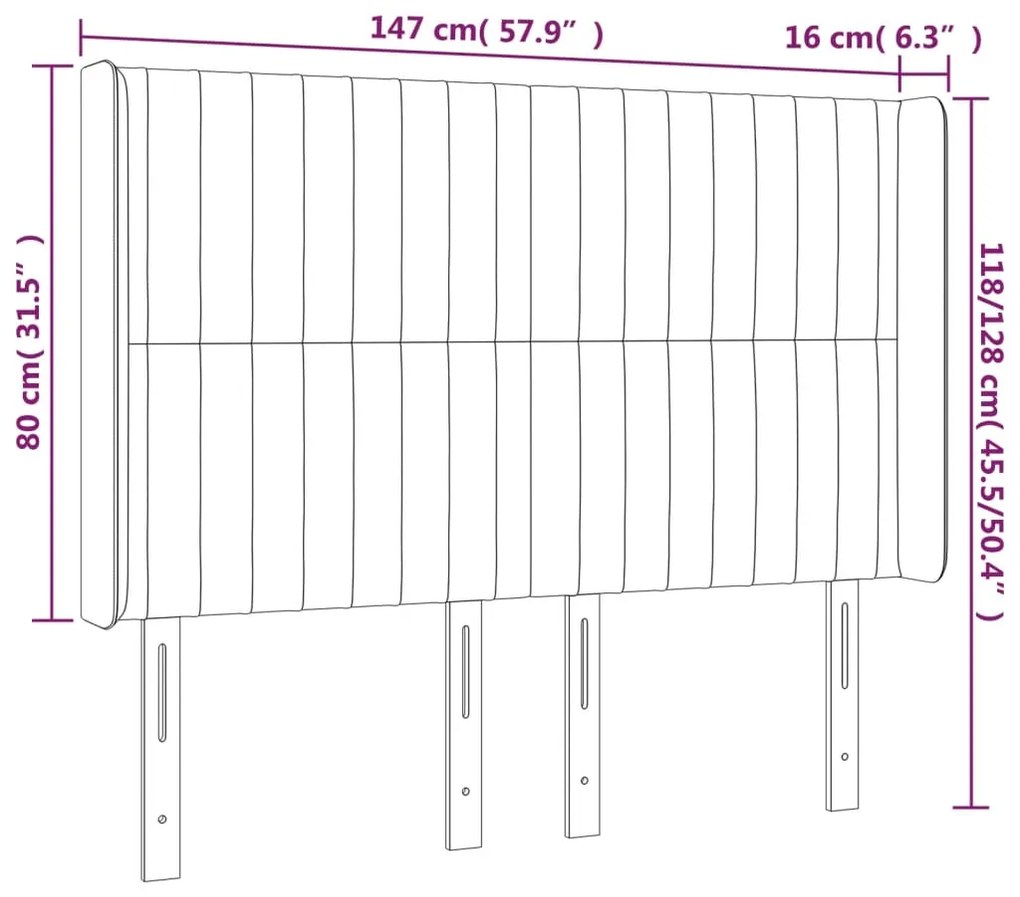 vidaXL Κεφαλάρι Κρεβατιού LED Ανοιχτό Γκρι 147x16x118/128 εκ.