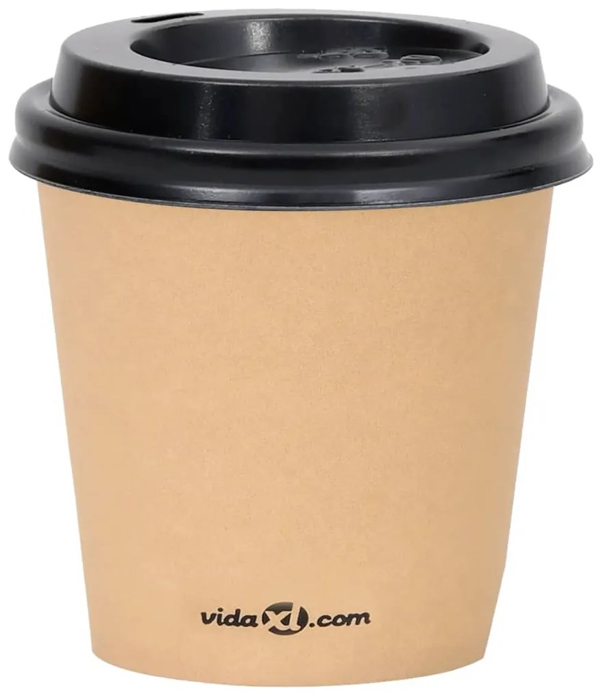 vidaXL Ποτήρια Καφέ Χάρτινα με Καπάκια 120 ml 500 Τεμάχια Καφέ