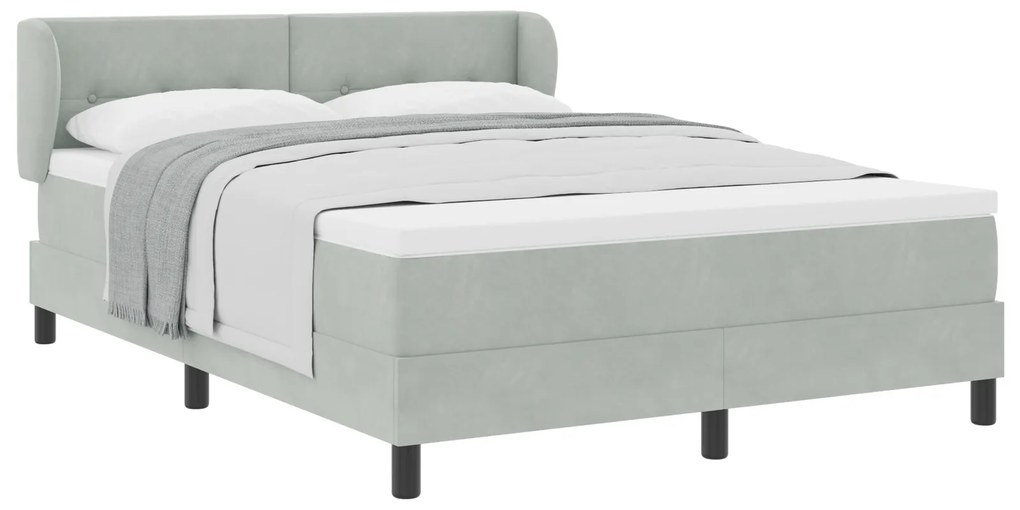 vidaXL Κρεβάτι Box Spring με Στρώμα Ανοιχτό Γκρι 140x200 εκ. Βελούδο