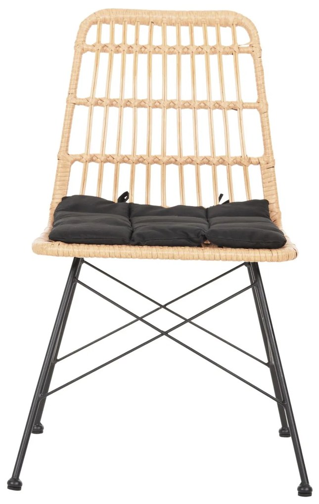 Καρέκλα ALLEGRA C5451.11 Μεταλλική με Μαξιλάρι Μαύρο και Wicker Μπέζ 52x51.5x83.5Yεκ. 52x51.5x83.5 εκ.