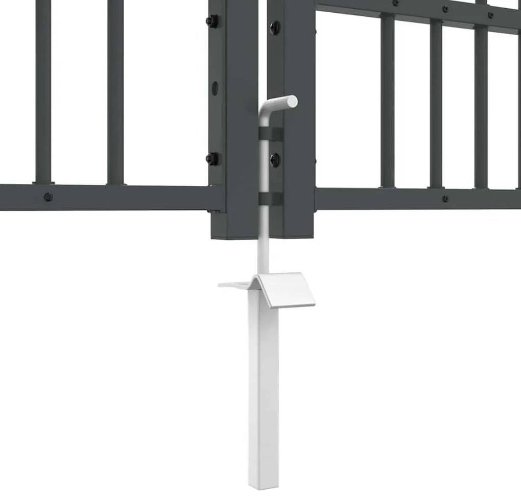 vidaXL Πύλη Φράχτη με Στρογγυλή Κορυφή Γκρι 305 x 125 εκ. Ατσάλι