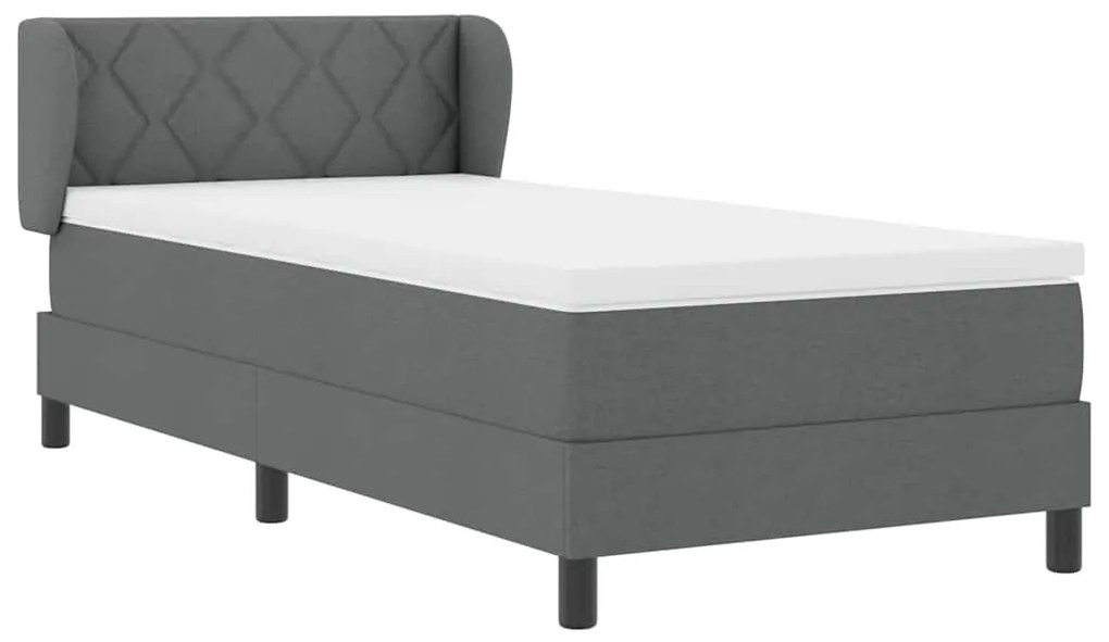vidaXL Κρεβάτι box spring με στρώμα Σκούρο γκρι 90 x 200 cm ύφασμα