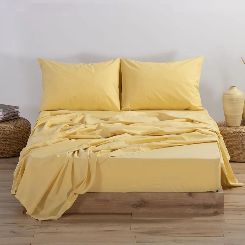 Σεντόνι Basic Yellow Nef-Nef Υπέρδιπλo 240x270cm 100% Βαμβάκι