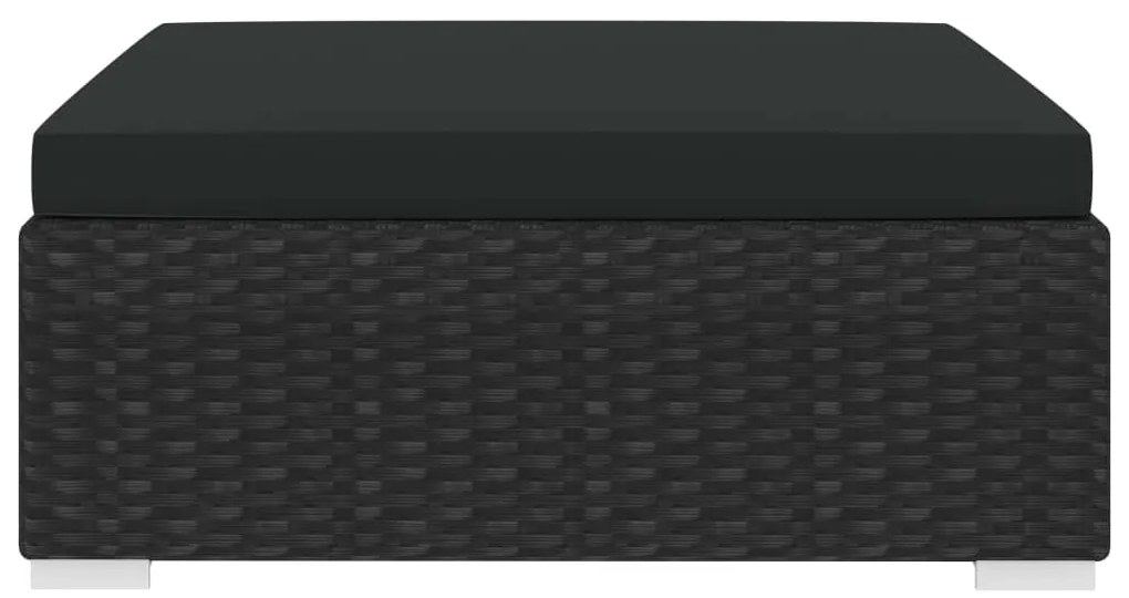 vidaXL Υποπόδιο Τμηματικό 1 τεμ. Μαύρο από Συνθετικό Ρατάν με Μαξιλάρι