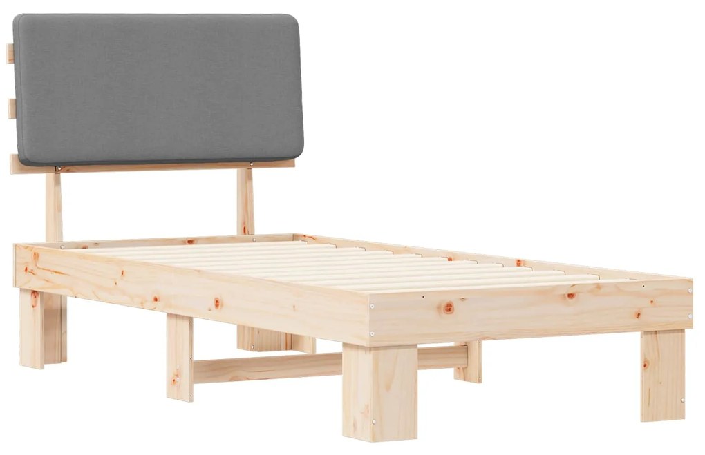 vidaXL Σκελετός Κρεβατιού με Επενδεδυμένο Κεφαλάρι Ανοιχτό γκρι