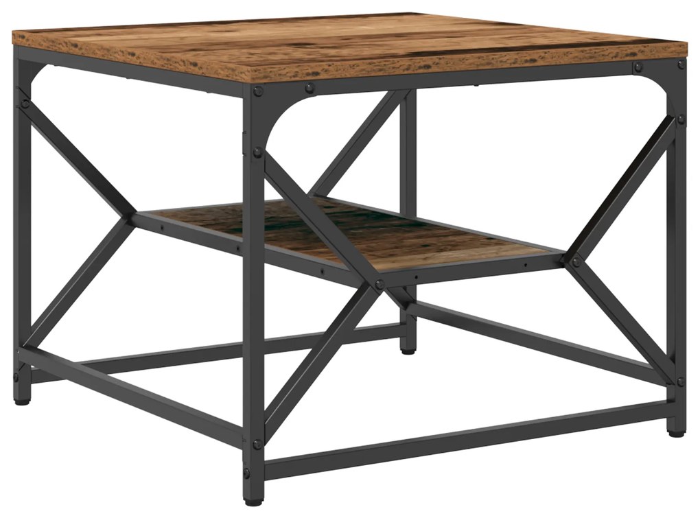 vidaXL Καφέ Τραπεζάκι με Ράφι από Παλιό Ξύλο 51x50x40 εκ.