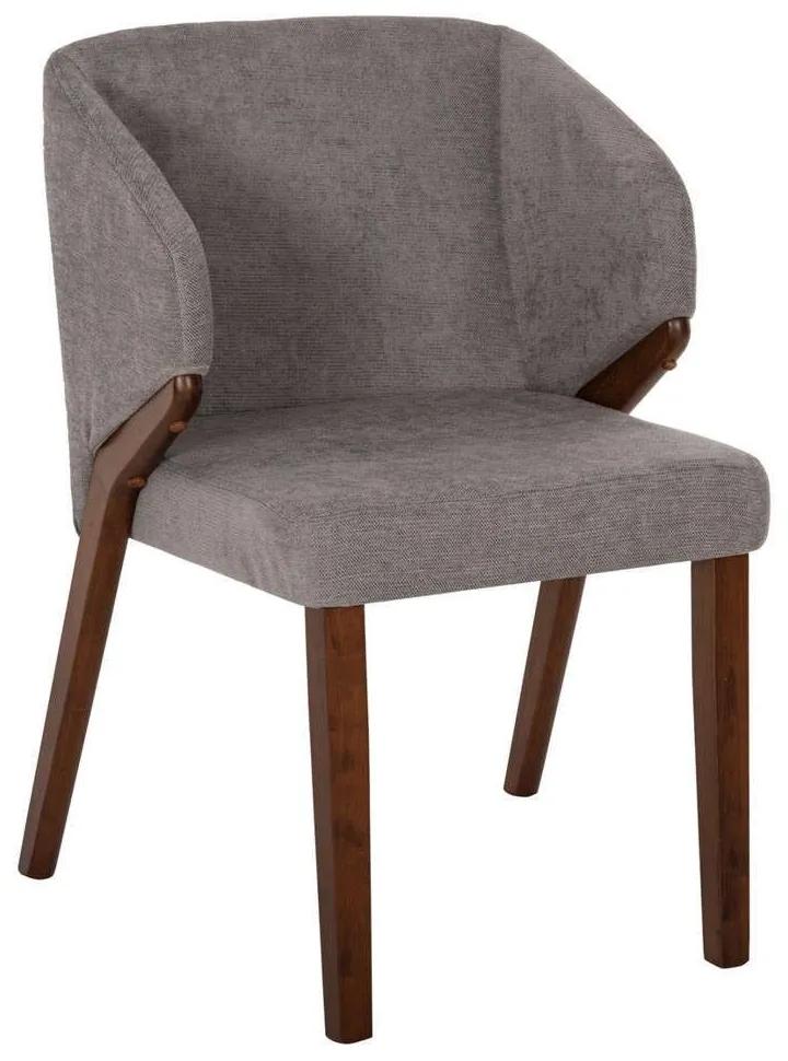 Καρέκλα Radder HM9749 50x53x77cm Ύφασμα &amp; Rubberwood Walnut-Grey Rubberwood,Ύφασμα