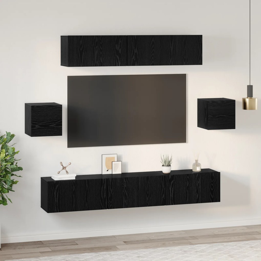 vidaXL Σετ επίπλου τηλεόρασης 7 pcs Μαύρη δρυς 80 x 30 x 30 εκ