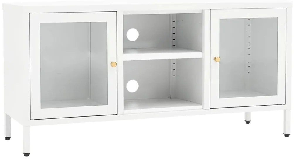 vidaXL Έπιπλο Τηλεόρασης Λευκό 105 x 35 x 52 εκ. από Ατσάλι και Γυαλί
