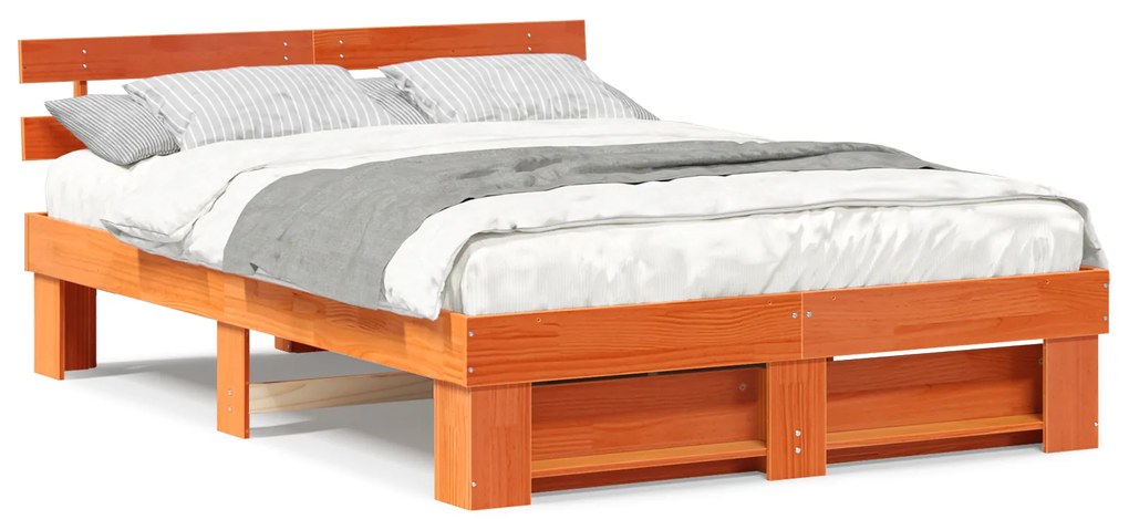 vidaXL Σκελετός Κρεβατιού Καφέ κεριού 160 x 200 cm Μασίφ ξύλο πεύκου