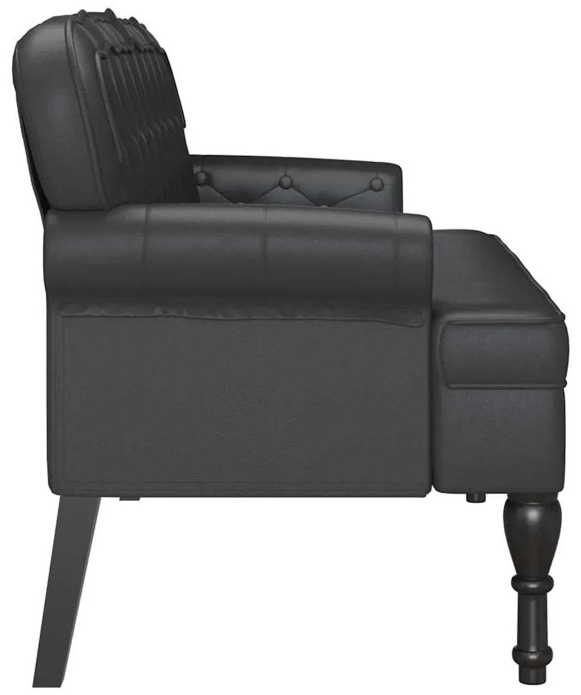 vidaXL Καναπές Chesterfield Μαύρο 119.5 x 64.5 x 75 εκ. Τεχνητό Δέρμα