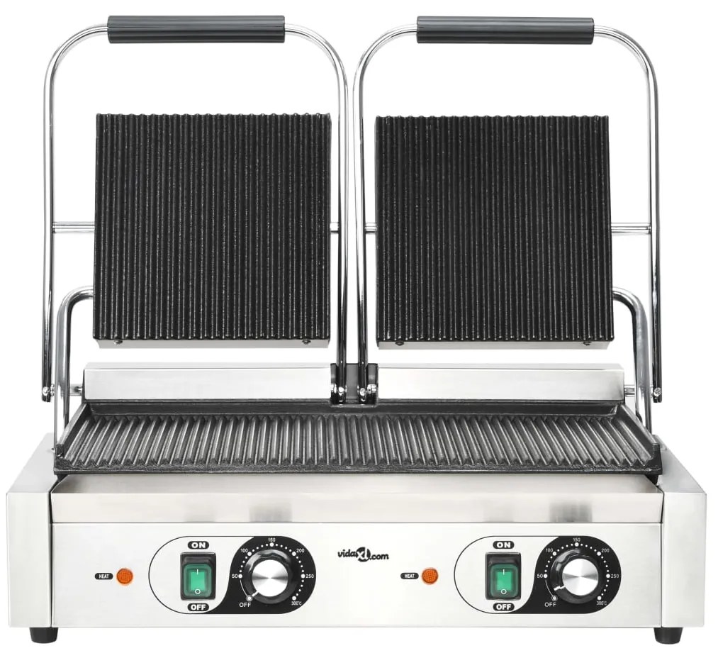 vidaXL Τοστιέρα Διπλή Ραβδωτή Panini 3600 W 57 x 30,5 x 20 εκ.
