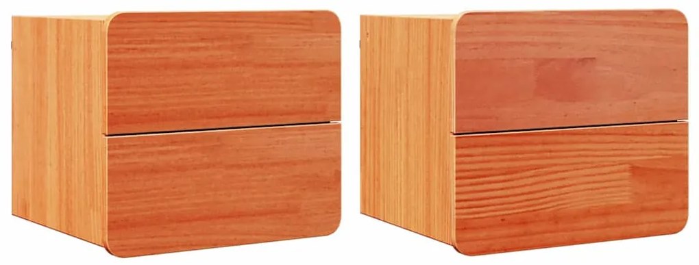 vidaXL Κομοδίνο 2 pcs Καφέ 39 x 34 x 33 εκ. Μασίφ ξύλο πεύκου
