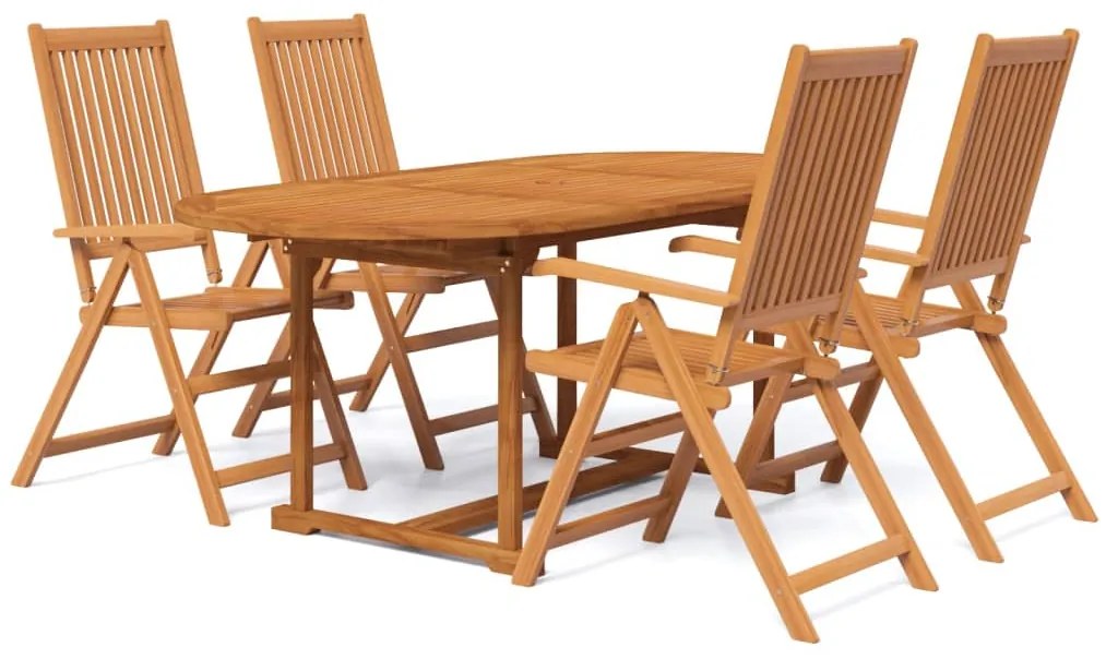 vidaXL Σετ Τραπεζαρίας Κήπου 5 Τεμαχίων από Μασίφ Ξύλο Ακακίας 120-170 εκ.