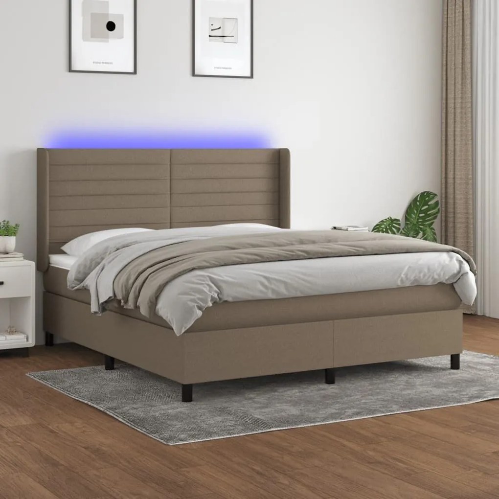 ΚΡΕΒΑΤΙ BOXSPRING ΜΕ ΣΤΡΩΜΑ &amp; LED TAUPE 180X200 ΕΚ. ΥΦΑΣΜΑΤΙΝΟ 3138417