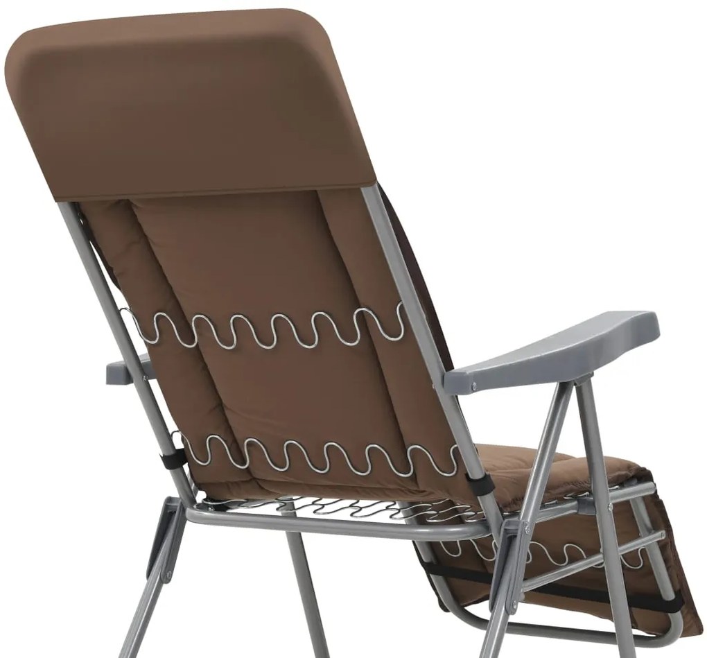 vidaXL Καρέκλες Κήπου Πτυσσόμενες 2 τεμ. Καφέ με Μαξιλάρια