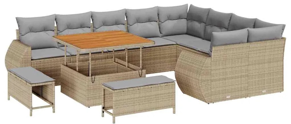 vidaXL Σετ Καναπέ Κήπου 12 pcs μπεζ και ανοιχτό γκρι 100 x 100 x 71 cm