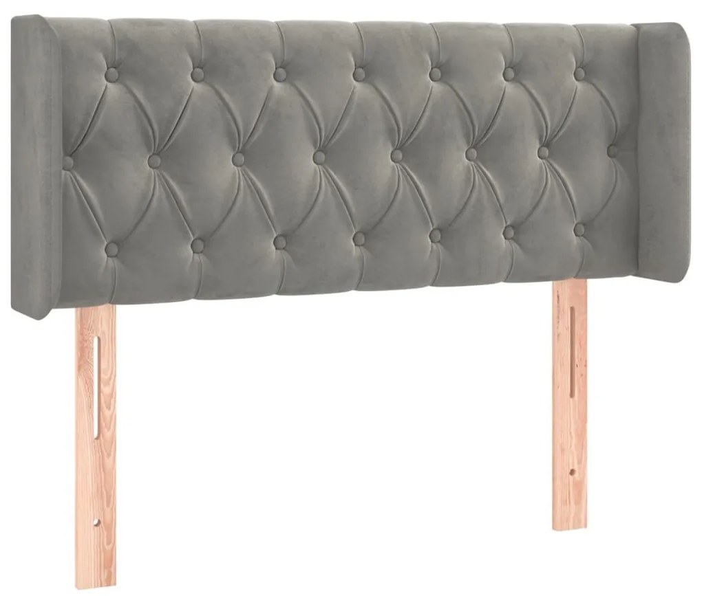 Κεφαλάρι με Πτερύγια Ανοιχτό Γκρι 93x16x78/88 εκ. Βελούδινο - Γκρι