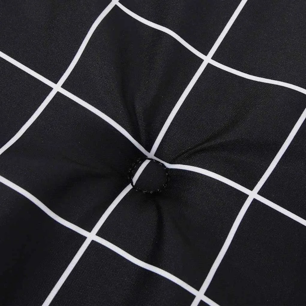 vidaXL Μαξιλάρι Πάγκου Μαύρο Καρό 200x50x4 εκ. Ύφασμα Oxford