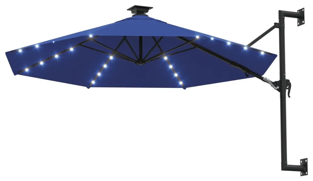 Ομπρέλα Κήπου Επιτοίχια με LED Μπλε 300 εκ. 312529