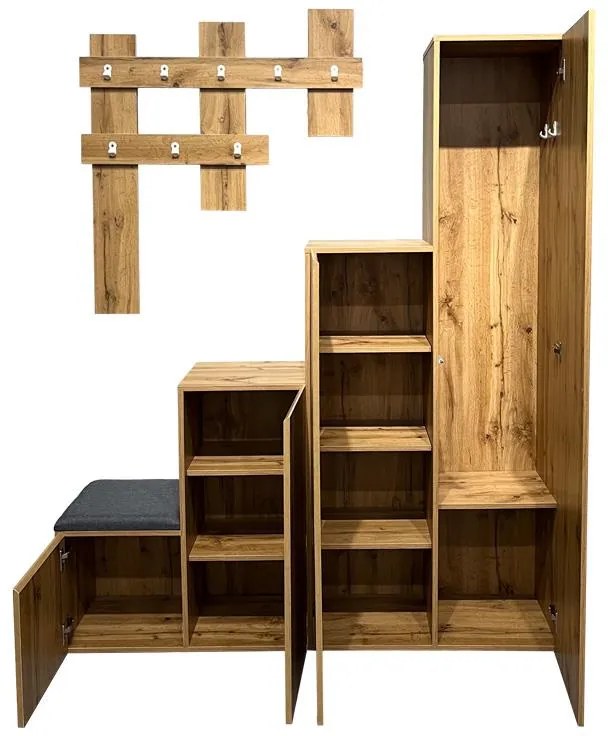 Έπιπλο εισόδου Nenich σε sonoma απόχρωση 150x37x180εκ 150x37x180 εκ.