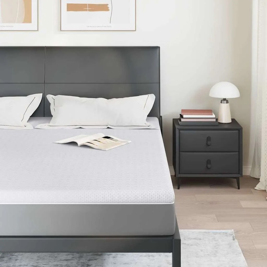 vidaXL Στρώμα επικάλυψης Λευκό 180 x 200 cm Υφασμα Jacquard