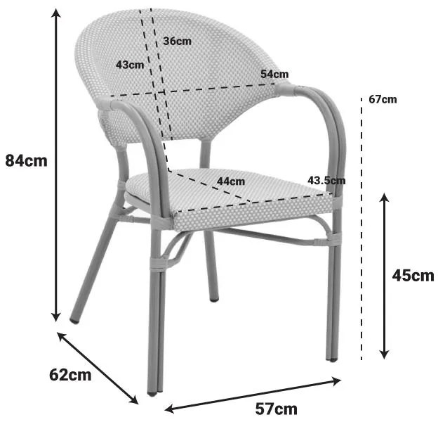 Καρέκλα - Πολυθρόνα Elyza φυσικό αλουμίνιο-μπεζ textilene 57x62x84 εκ. 57x62x83 εκ.