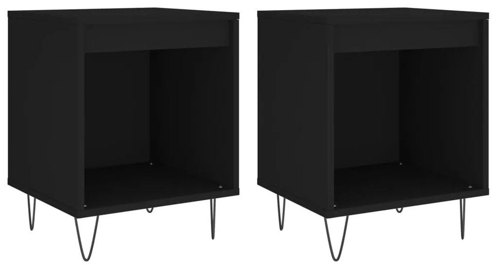 vidaXL Κομοδίνα 2 τεμ. Μαύρα 40 x 35 x 50 εκ. από Επεξεργασμένο Ξύλο
