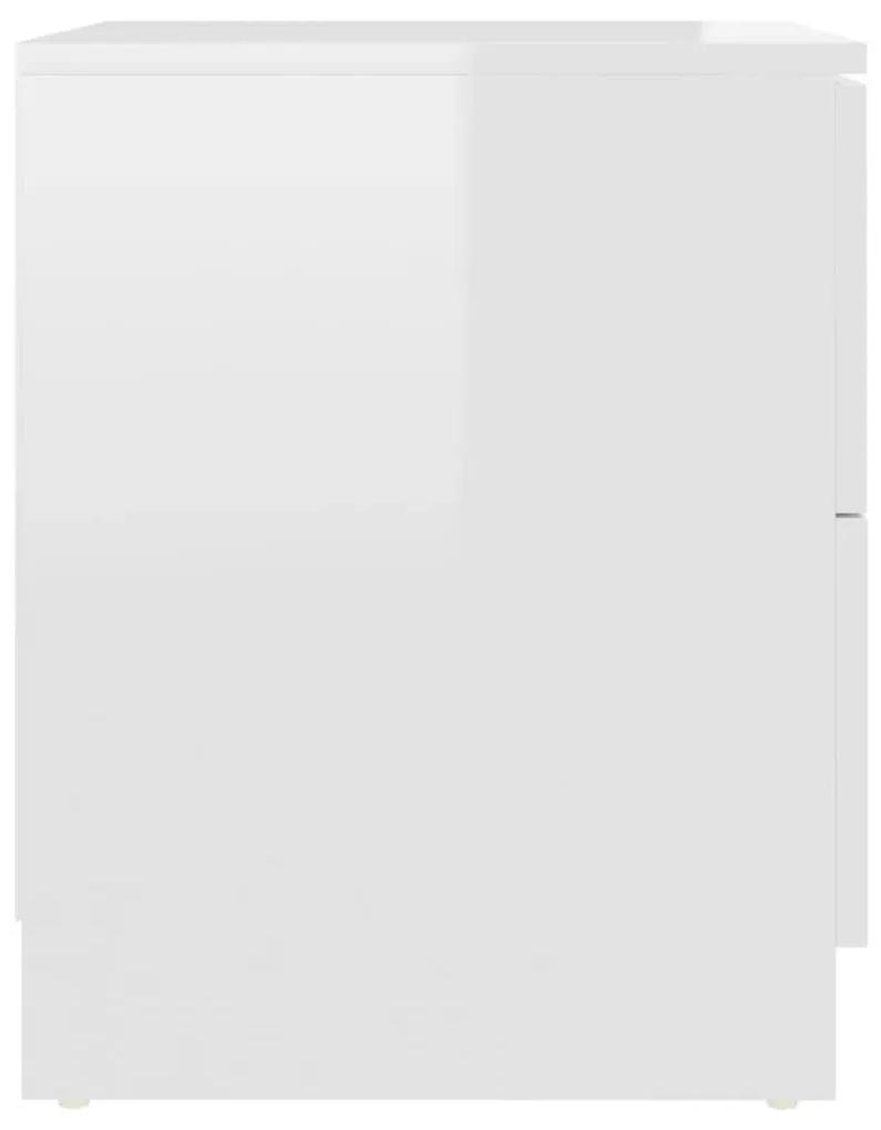 Κομοδίνα 2 τεμ. Γυαλιστερό Λευκό 40x40x50 εκ. από Μοριοσανίδα - Λευκό
