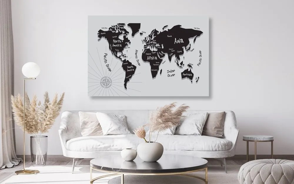 Εικόνα ενός μοναδικού ασπρόμαυρου χάρτη σε φελλό - 120x80  transparent