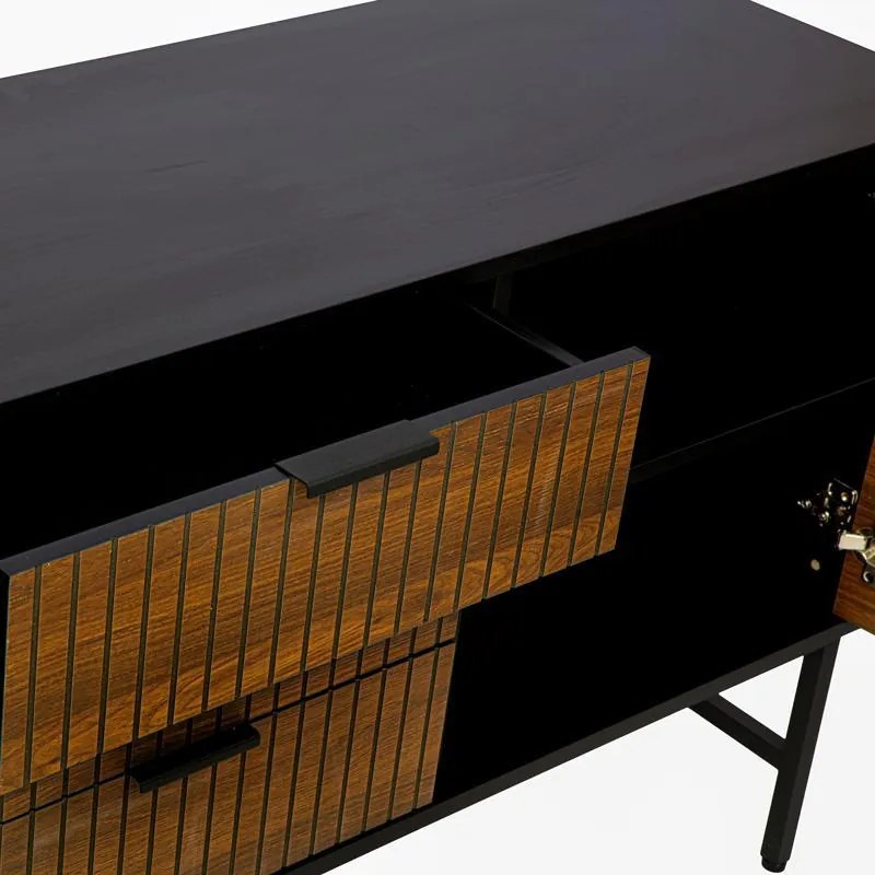 Κομότα - Μπουφές FL2405 Fylliana Μαύρο - Grey Oak 150x40x75 εκ. 150x40x75 εκ.