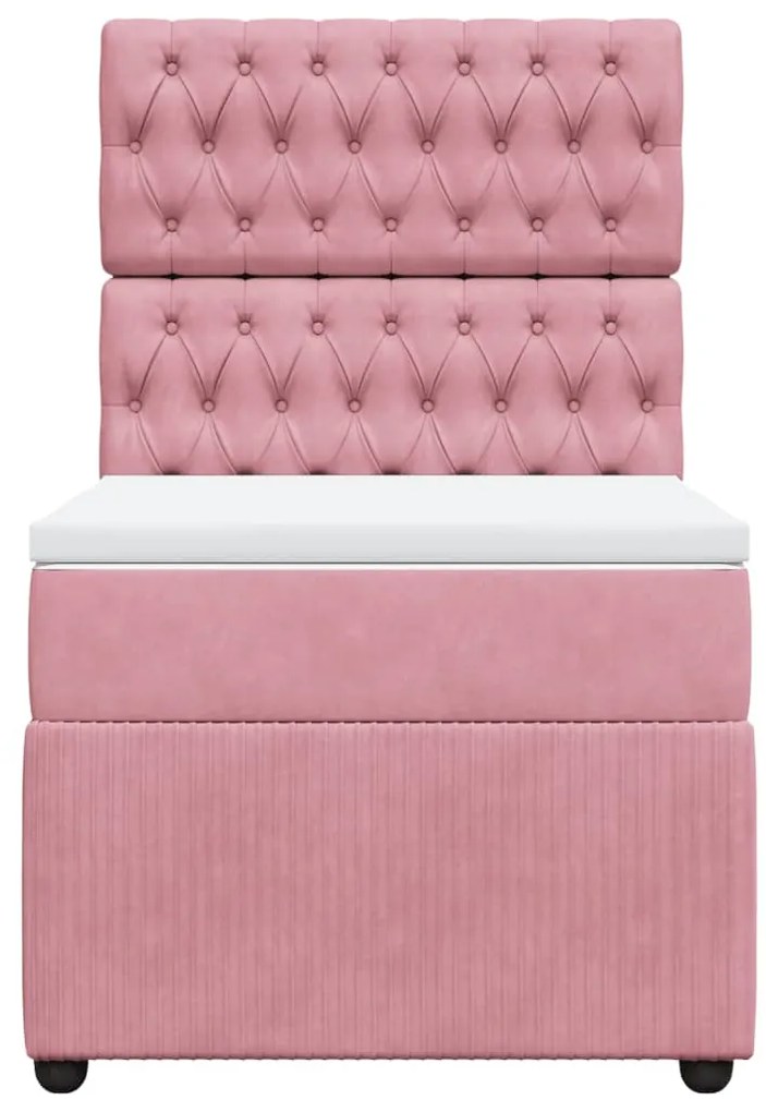 vidaXL Κρεβάτι Boxspring με Στρώμα Ροζ 80 x 200 εκ. Βελούδινο