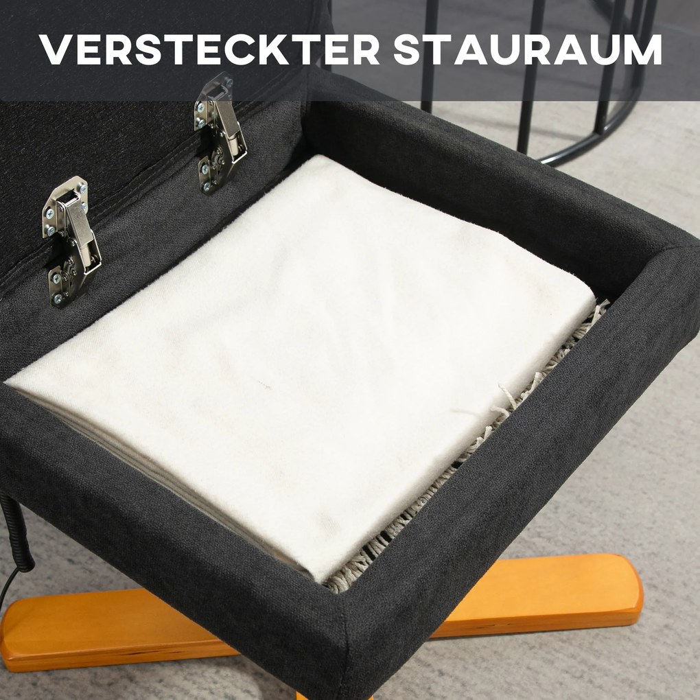 HOMCOM Πολυθρόνα Μασάζ με Λειτουργία Ανάκλισης και Υποπόδιο, Κλίση 145°, Πολυεστέρας, 80 x 86 x 99 cm, Μαύρο