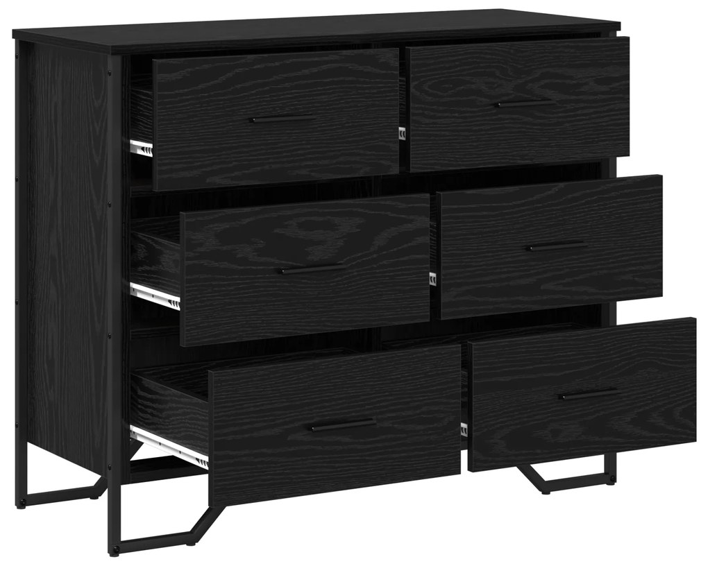 vidaXL Κομοδίνο Μαύρης Βελανιδιάς 91x35.5x74.5 εκ Επεξεργασμένο Ξύλο