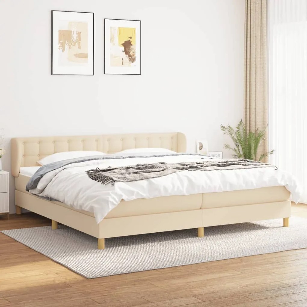 ΚΡΕΒΑΤΙ BOXSPRING ΜΕ ΣΤΡΩΜΑ ΚΡΕΜ 200X200 ΕΚ. ΥΦΑΣΜΑΤΙΝΟ 3127154