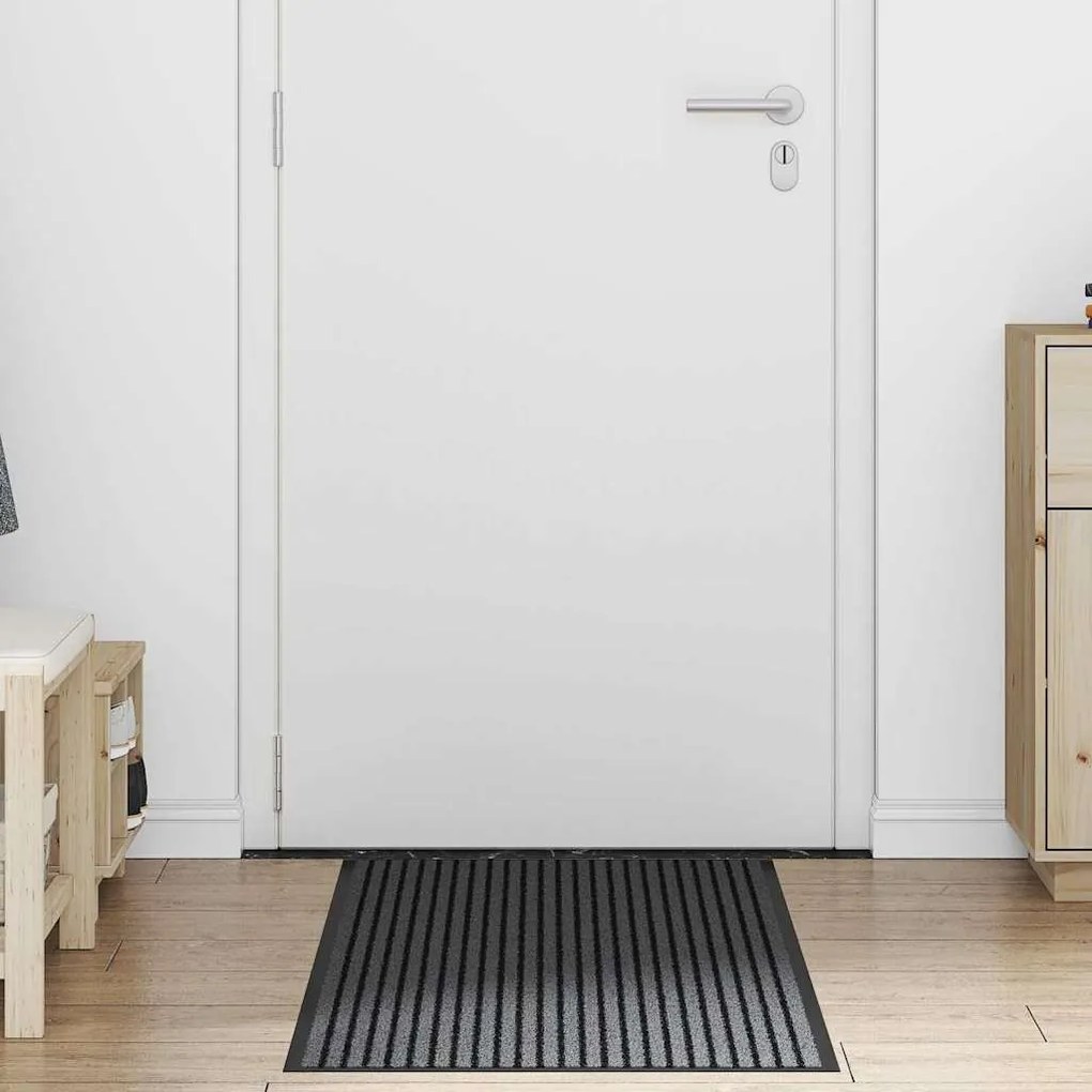 vidaXL Χαλάκι Εξώπορτας Μαύρο και Γκρι 60 x 150 cm Πολυπροπυλένιο, PVC