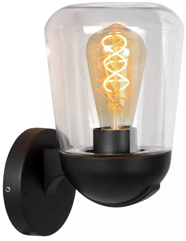 Φωτιστικό Επίτοιχο Lucide 27837-01-30 TULSA Μαύρο Ματ (Black Mat)|Διάφανο (Transparent)