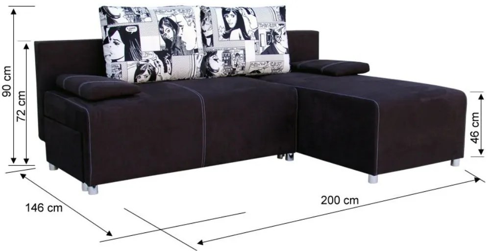 Γωνιακός καναπές Adelina-Καφέ σκούρο