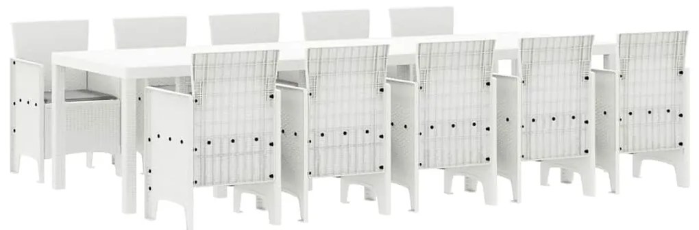 vidaXL Σέτ φαγητού για κήπο με μαξιλάρι 11 pcs Λευκό και Ανοιχτό γκρι