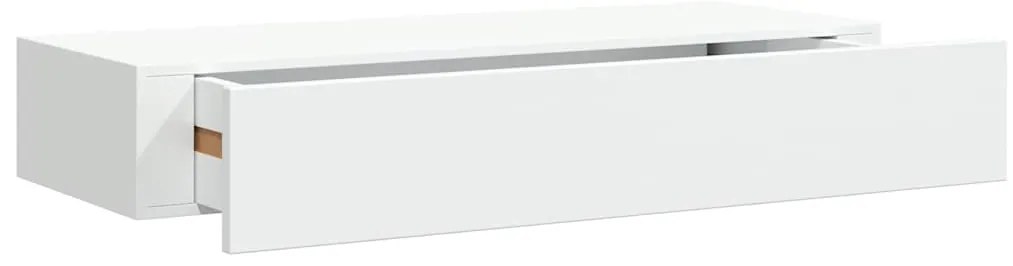 vidaXL Ράφι Επιτοίχιο με Συρτάρι Λευκό 60 x 23,5 x 10 εκ. από MDF