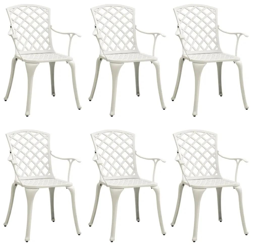 Καρέκλες Κήπου 6 τεμ. Λευκές από Χυτό Αλουμίνιο - Λευκό