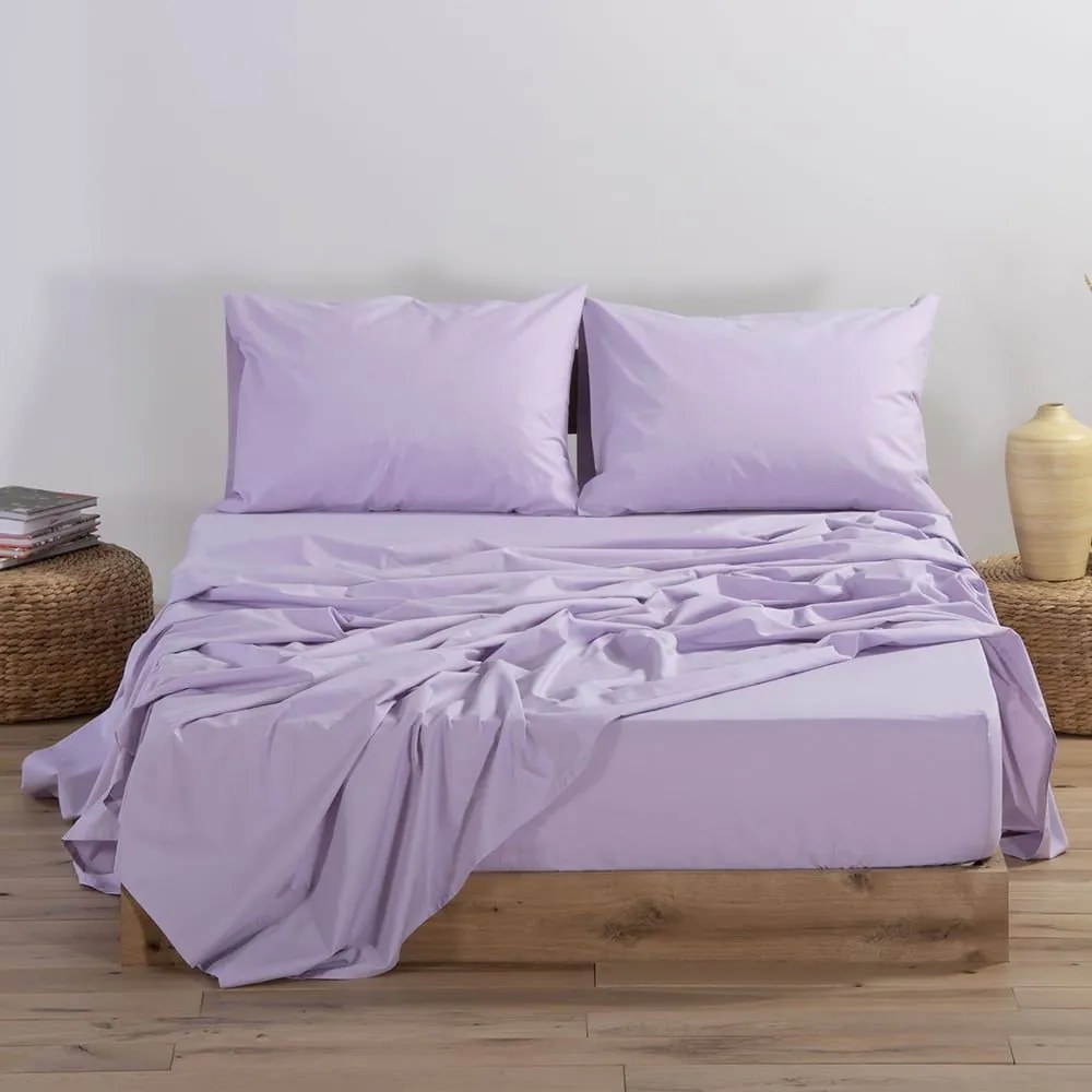 Σεντόνι Basic Με Λάστιχο Lavender Nef-Nef King Size 180x235cm 100% Βαμβάκι