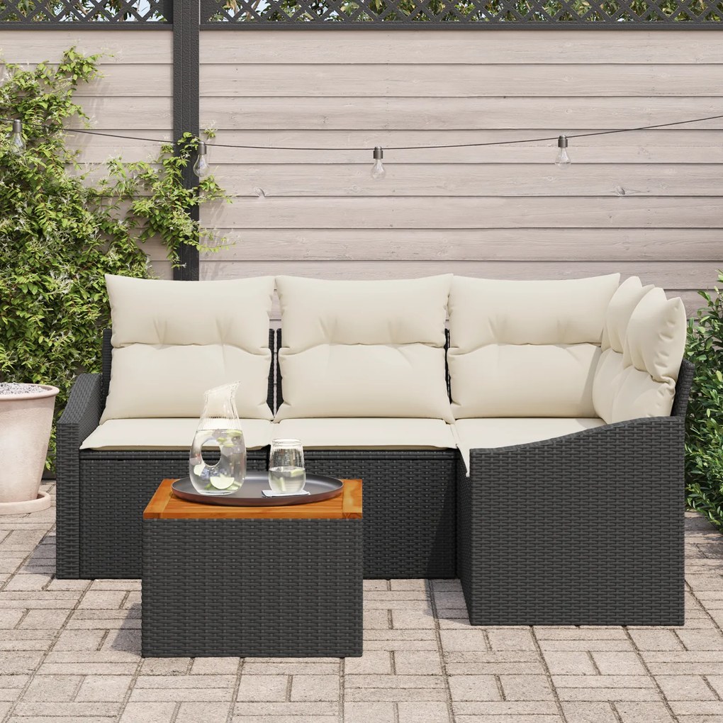 vidaXL Σετ Καναπέ Κήπου 5 pcs Μαύρος, λευκός 55 x 55 x 37 εκ