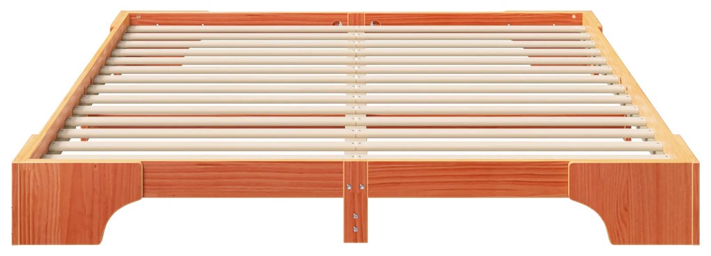 vidaXL Κρεβάτι δαπέδου Καφέ 160 x 220 εκ. Μασίφ ξύλο πεύκου