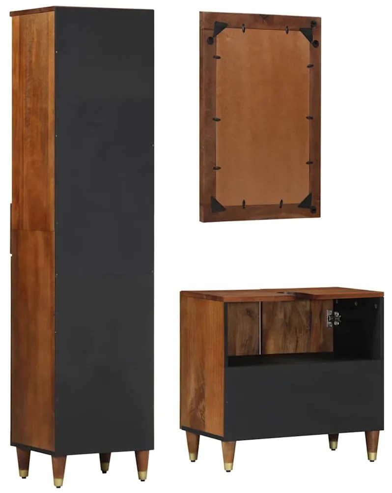 vidaXL Σετ Επίπλων Μπάνιου Επιτοίχιο 3 pcs Καφέ 62 x 33 x 58 εκ.