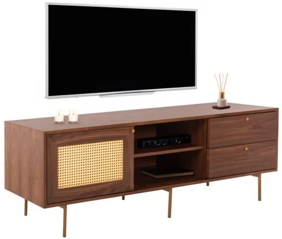 ΕΠΙΠΛΟ ΤΗΛΕΟΡΑΣΗΣ MEEN HM9736 MDF ΜΕ ΚΑΠΛΑΜΑ ΚΑΡΥΔΙΑΣ-ΧΡΥΣΑ ΠΟΔΙΑ 160x40x52Υεκ.