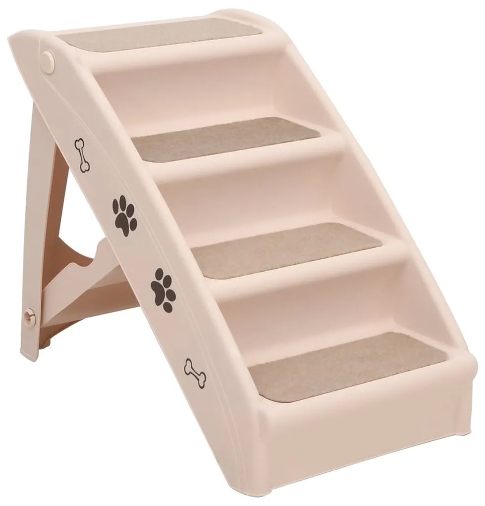 vidaXL Σκαλάκια για Σκύλους Πτυσσόμενα Κρεμ 62 x 40 x 49,5 εκ.