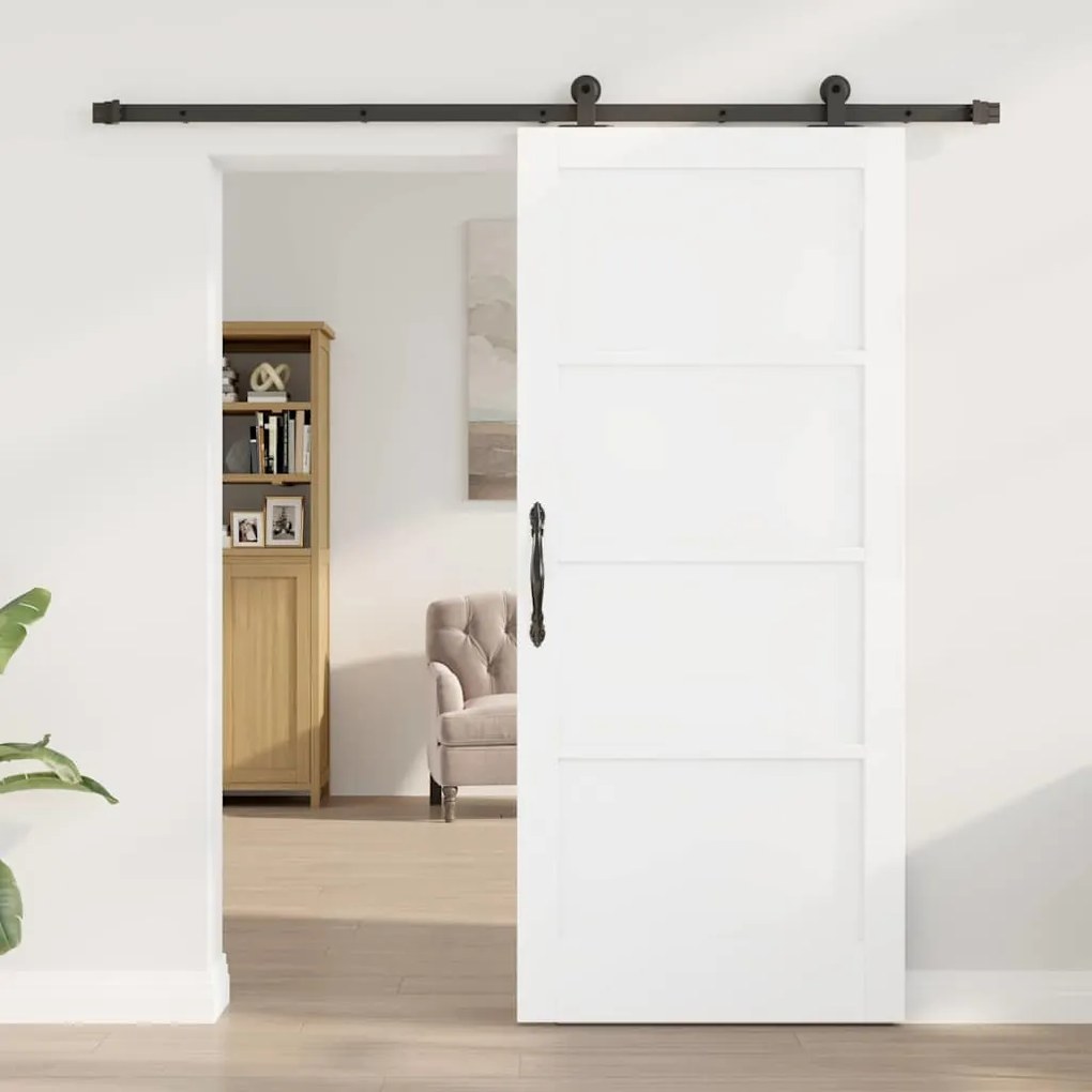 vidaXL Σετ Συρόμενης Πόρτας Λευκό και μαύρο 86 x 198.5 cm