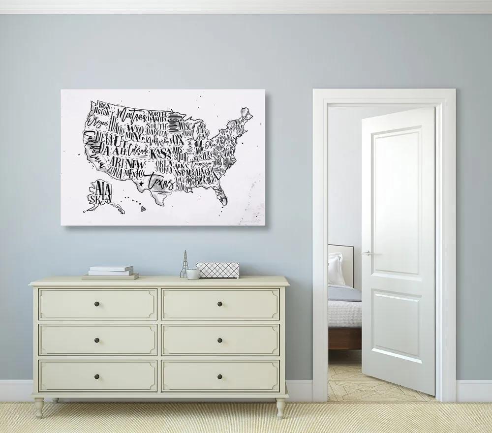 Εικόνα σε φελλό εκπαιδευτικό χάρτη των ΗΠΑ με επιμέρους πολιτείες σε αντίστροφη μορφή - 120x80  place